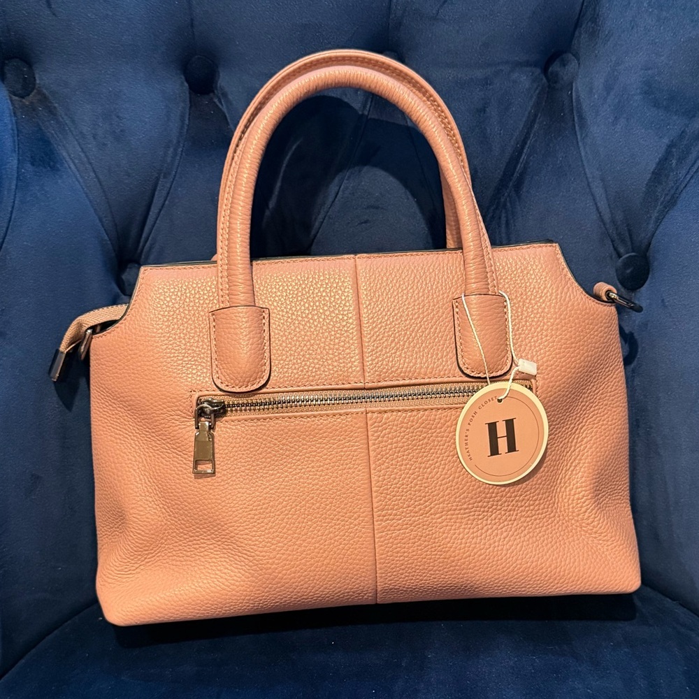 Kattee pebbled leather handle bag with detachable crossbody strap